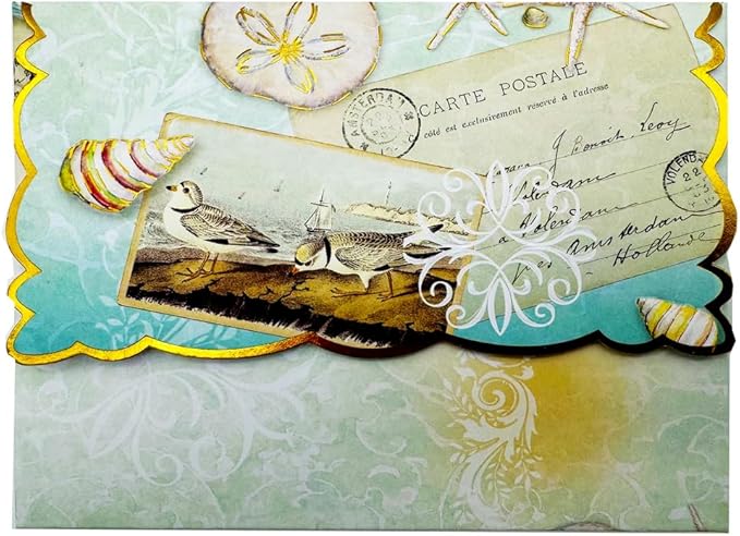 Poster Foundry Seaside Portfolio Boxed Note Cards by Carol Wilson. 10 embossed 4x5 Die-Cut Notecards and Matching Envelopes in Decorative Gift Box with Magnetic Flap. NCP4016