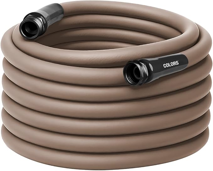 Flexzilla Colors Garden Hose 5/8 in. x 75 ft., Lightweight All-Weather Water Hose, Durable and Flexible, Leak-Free Connections, Brown Mulch