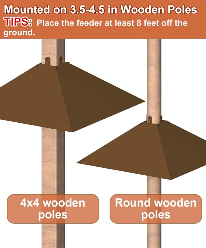 Metal Squirrel Baffle for 4x4 Post, Outside Wooden Pole Mount Squirrel Guards for Bird Feeders, 17 Inch Squirrels Deterrents Stopper to Deter Racoons, Brown, 2pcs