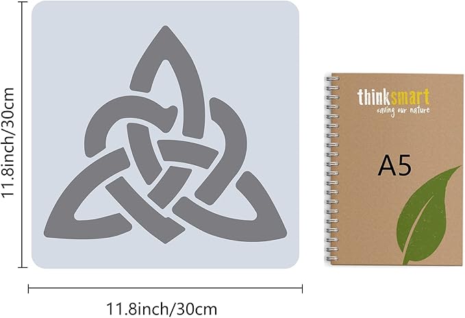 GORGECRAFT Large Celtic Knot Stencils 12x12 Inch Reusable Triquetra Knot Stencil Viking Symbol Template Signs Decoration for Painting on Wood Wall Scrapbook Card Floor Canvas and Tile Drawing