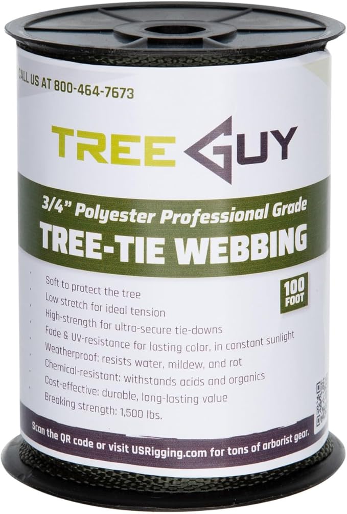 Tree Straps for Staking, Tree Ties for Plant Support, 3/4 Inch Width Guying Material Webbing Garden Strap for Outdoor Tree Straightening, 1500 Lbs Strength (Army Green) - 100 Feet
