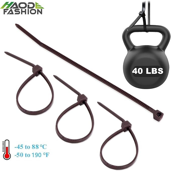 Wide 10 Inch Strong Wood Brown Zip Ties 150 Pack, Standard Durable Cable Ties Wood Color-Outdoor, Garden Ties, Office and Kitchen Use