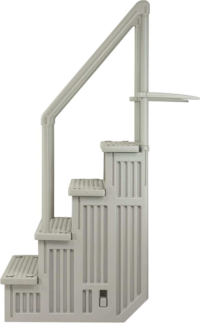 Aqua Select Anti-Slip in-Pool Steps | Cloud Grey/Grey Steps | for Above Ground Swimming Pools | Can Mount to Decks 48" to 54" H | Safety Stairs Capacity Up to 350 lbs