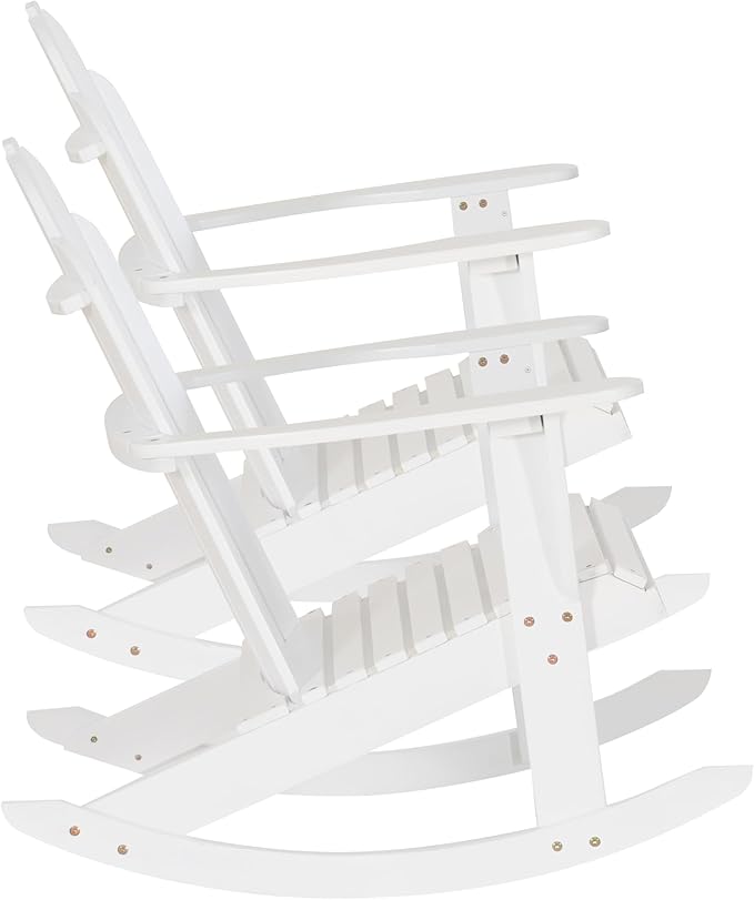 Jayde White Solid Wood Outdoor Adirondack Rocking Chair Set of 2 by Linon