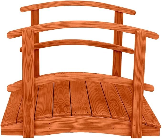 4 FT Cedar Amish Made Garden Bridge with Double Rails for Walkway, Backyard Pond & Landscaping, Outdoor Wooden Footbridge for Koi Pond, Japanese Style Decorative Bridge, Made in USA