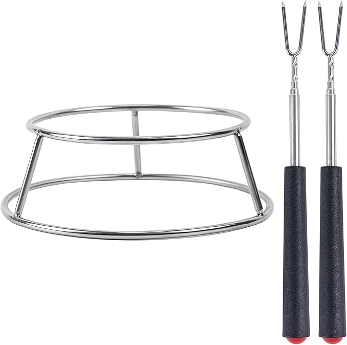 CHANGE MOORE 7-inch Secondary Combustion Smokeless Tabletop Fire Pit Cover Assembly, Fits Large Fire Pits or Outdoor Ignition, Compatible with Solo Stove Mesa XL Stove, Includes Rack & Fork Only