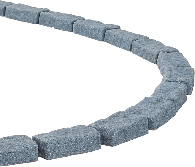 VEVOR Faux Stone Landscape Edging, No Dig Garden Edging Border, Flexible Blocks for Lawn Edging, Flower Beds, Driveway, Yards with 12 Spikes, 4 Pack 24 Bricks 16FT Kit, 46.5" Lx 3.7" W x 2.2" H, Grey