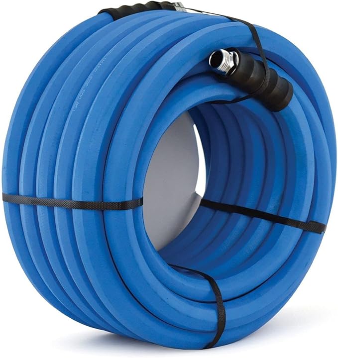AG-LITE BSAL58100 5/8" x 100' Hot/Cold Water Rubber Garden Hose, 100% Rubber, Ultra-Light, Super Strong, 500 PSI, 50F to 190F Degrees, High Strength Polyester Braided