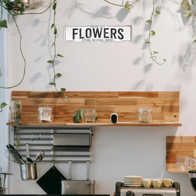 Fresh Cut Flowers Sign Vintage Farmers Market Decor Flower Shop Metal Tin Sign Flower Market Decor Garden Signs Home Cave Garage Bar Art Plaque Wall Decoration
