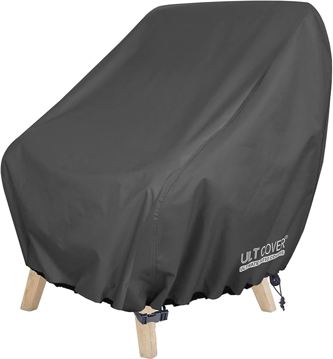 ULTCOVER Waterproof Patio Chair Cover – Outdoor Lounge Deep Seat Single Lawn Chair Cover Fits Up to 38W x 34D x 34H inches, Black