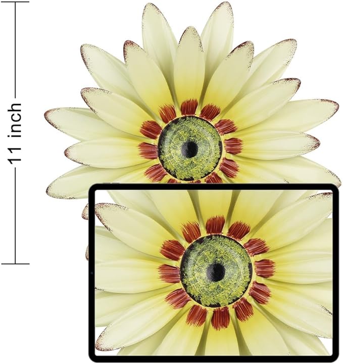 hogardeck 2 PCS 11" Metal Sunflower Wall Decor for Indoor Outdoor, Sunflower Kitchen Wall Decor Floral Metal Wall Art, Outdoor Decor for Bathroom, Living Room, Porch, Garden, Yard