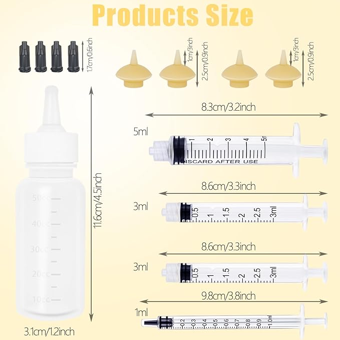 Mini Pet Feeding Bottle and Syringes with Nipples for Small Cat Dog Animals,Kittens, Puppies, Rabbits, Small Animals, Squirrel (Model 5)
