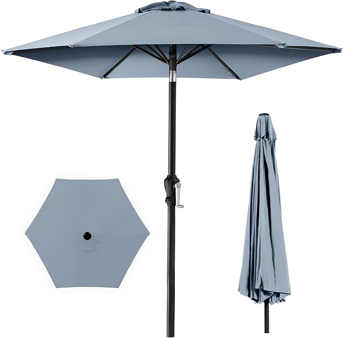 Best Choice Products 10ft Outdoor Steel Polyester Market Patio Umbrella w/Crank, Easy Push Button, Tilt, Table Compatible