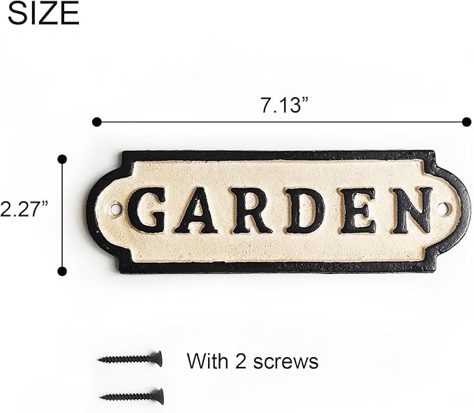 Vintage Iron Garden Signs - Retro Style Decorations for Yard, Porch, and Farmhouse -Garden Decor for Outside