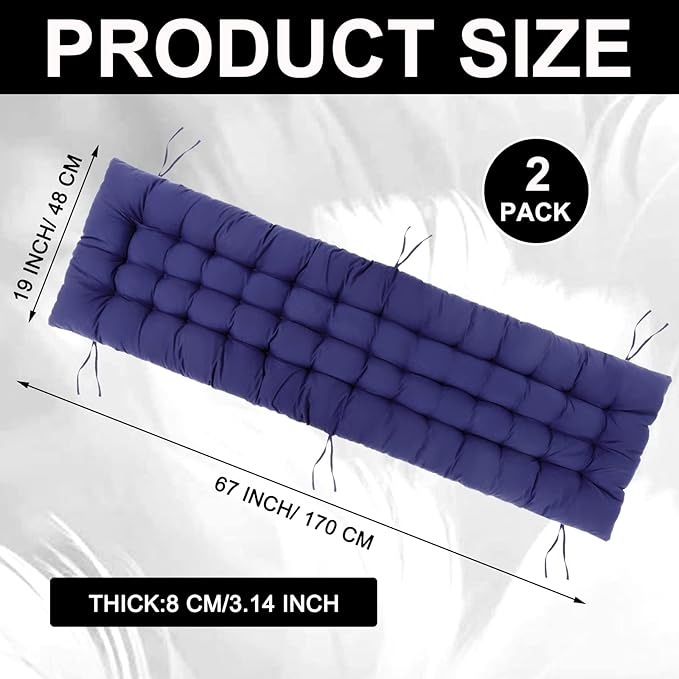 67 x 19 Inch Chaise Lounge Cushions Soft Lounge Chair Cushion Gravity Chair Cushion Sofa Lawn Furniture Cushion Pad with 6 Tie for Outdoor Indoor Patio Home Without Headrest (Navy Blue,2 Pcs)