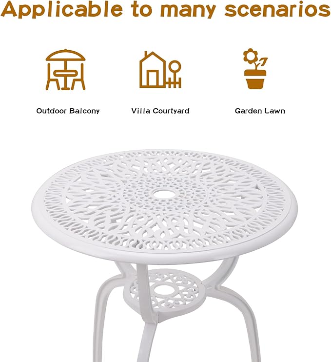 JARDIN DE CENTENNIAL 3-Piece Patio Bistro Furniture Set Cast-Aluminum Bistro Table Set for Lawn,Garden,Backyard