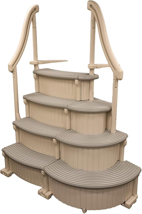 Confer Plastics Curve CCX-AG Drop in Above Ground Pool Step with Grey Treads - Base Step with Add-On