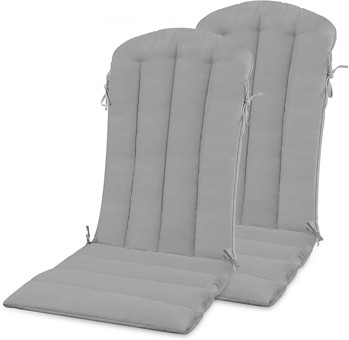 YEFU Adirondack Chair Cushion, Thin Rocking Chair Cushions with Straps Set of 2, Folding Patio Chair Pad for Indoor and Outdoor, 19.7x18.9x1.5 Inch, Gray