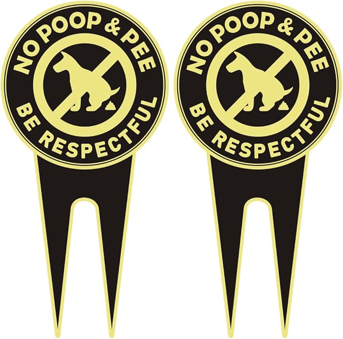 2 Pack No Dog Poop Signs for Yard - Double Sided Aluminum No Pooping Sign with Stake 11.8" x 5.9" - Be Respectful, No Dog Poop and Pee Stop Dogs from Pooping/Peeing On Your Lawn/Garden