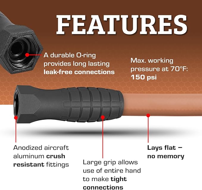 Flexzilla Colors SwivelGrip Garden Hose 5/8 in. x 75 ft., Lightweight All-Weather Water Hose, Durable and Flexible, Leak-Free Connections, Red Clay