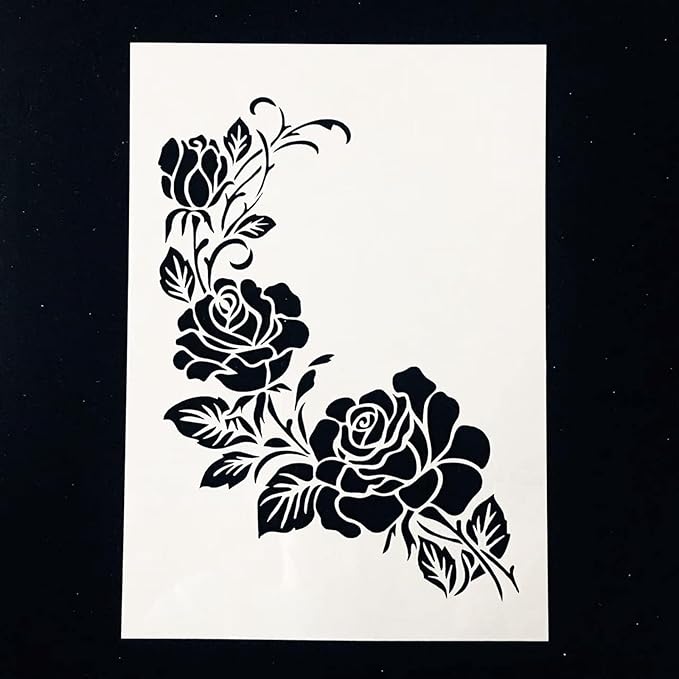 TIAMECH A4 Reusable Flower Stencil for Painting - Bouquet Rose Layering Template, DIY Wall Art, Wood Furniture, Scrapbook & Crafts (8.3x11.7inch)