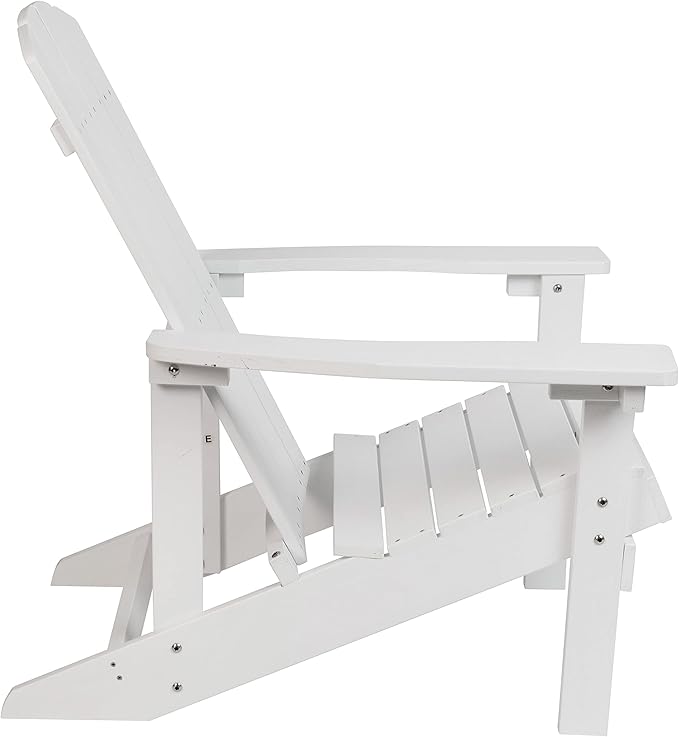 Flash Furniture Charlestown Commercial Grade Indoor/Outdoor Adirondack Chair, Weather Resistant Durable Poly Resin Deck and Patio Seating, White