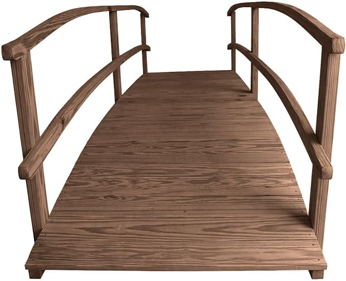 12 FT Walnut Amish Made Garden Bridge with Double Rails for Walkway, Backyard Pond & Landscaping, Outdoor Wooden Footbridge for Koi Pond, Japanese Style Decorative Bridge, Made in USA