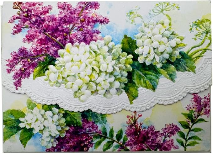 Poster Foundry Set of 3 - White Hydrangeas Boxed Note Cards by Carol Wilson. 10 embossed 4x5 Die-Cut Notecards and Matching Envelopes in Decorative Gift Box with Magnetic Flap. NCP2469