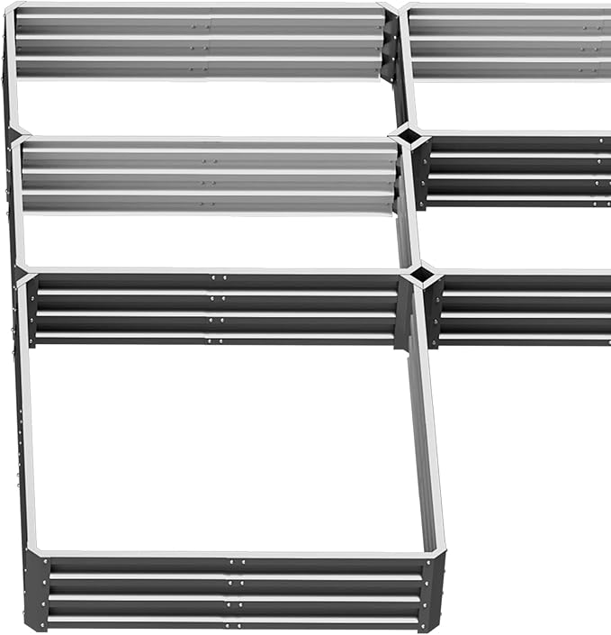Outsunny 8 x 8' Raised Garden Bed Set, Large Steel Flower Planters for Outdoor Plants, Easy Assembly for Vegetables, Herbs, Gray