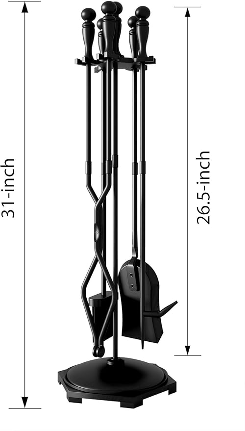 Fire Beauty Fireplace Tools Set 5 Pieces Wrought Iron Fire Tool Set for Outdoor/Indoor Fireplace Accessories Set