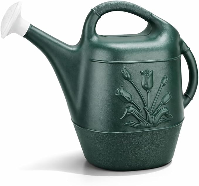 PMU 2 Gallon Watering Can - Garden Watering Can for Indoor & Outdoor Plants - Plastic Water Can with Detachable Sprinkler Head - Large Water Pot, Made in USA - Hunter Green Pkg/1