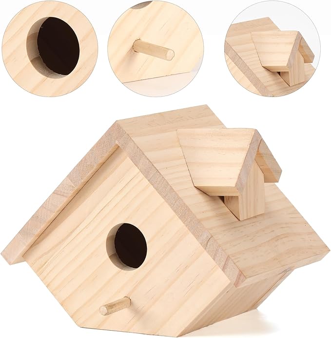 Bird House for Outside-Wren Bird House for Outdoor-Wooden Birdhouse for Outdoors Hanging Bluebird House for Cardinals for Garden Viewing (Wooden, Set of 1)