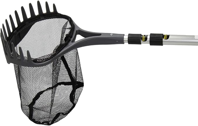 Aquascape Pond Shark PRO, 3-in-1 Professional Pond Net with Rake and Scraper, Heavy-Duty Design, Telescopic Handle Extends to 96 Inches, Ideal for Pond Cleaning and Maintenance