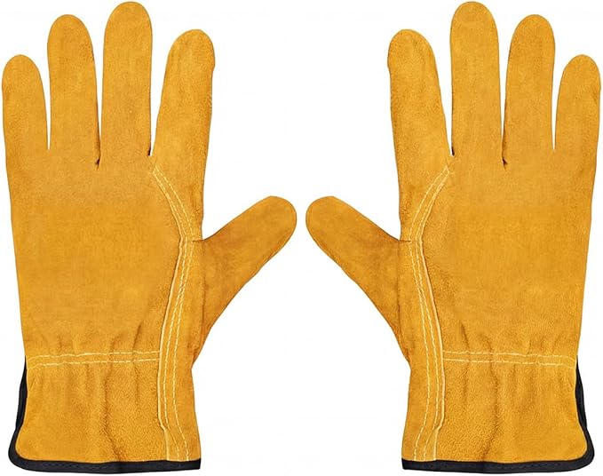 Fire/Heat Resistant Welding Gloves, Thickened Short Labor Protection Gloves for Welding, Gardening, Animal Handling, Fireplace, BBQ, Industry Cutting, Forge, Construction, Grill, Oven, Large Size