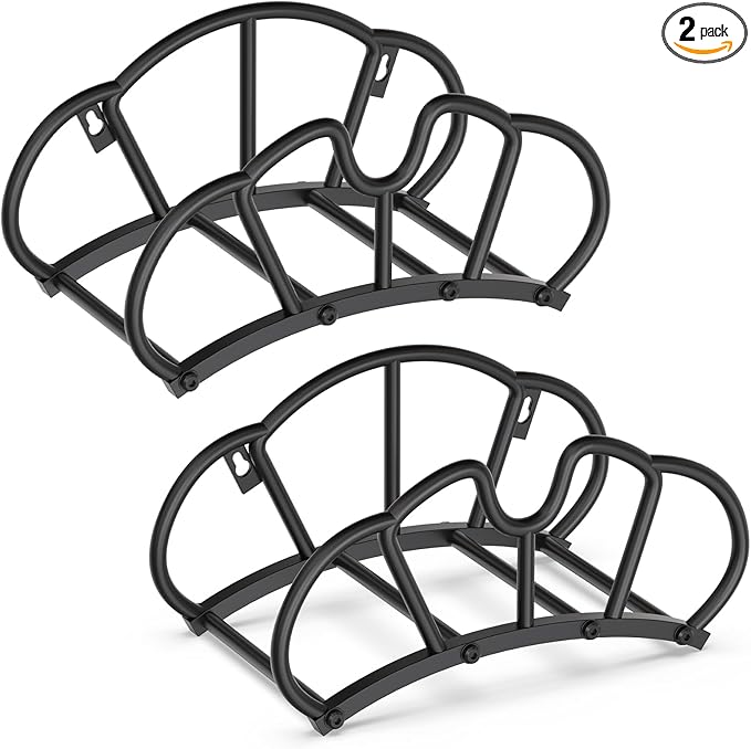 Super Stable Garden Hose Holder Wall Mount, Heavy Duty Water Hose holder Hanger Holds 125-Feet Hose, Metal Hose Storage Reel Rack Organizer for Outside Yard Lawn, 2 Pack