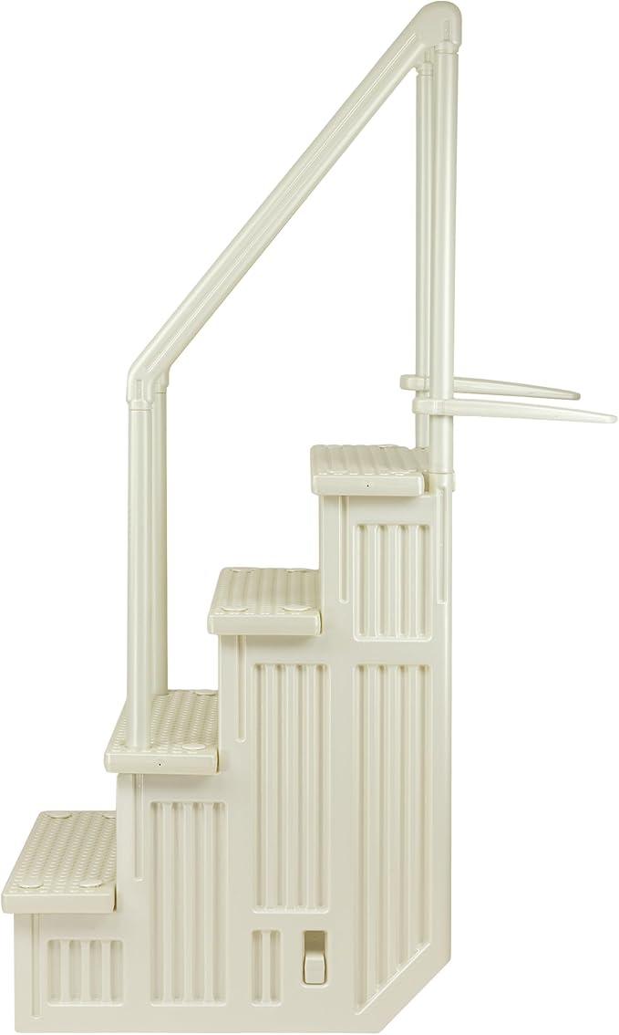 Aqua Select Anti-Slip in-Pool Steps | Pearl White/Pearl White Steps | for Above Ground Swimming Pools | Can Mount to Decks 48" to 54" H | Safety Stairs Capacity Up to 350 lbs
