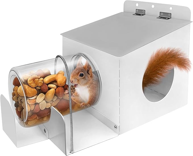 Metal Squirrel Feeder, Hanging Squirrel Feeders for Outside, Heavy-Duty Rust-Resistant Picnic Table with Anti-Bird Design - Fits Corn, Peanuts, Seeds - Stronger Than Wooden Feeders