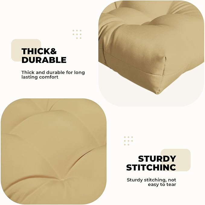 Wicker Chair Cushions, Waterproof Outdoor Loveseat Cushions for Patio Furniture, Tufted Wicker Furniture Cushions, 1 Loveseat and 2 U-Shaped Cushions, Khaki