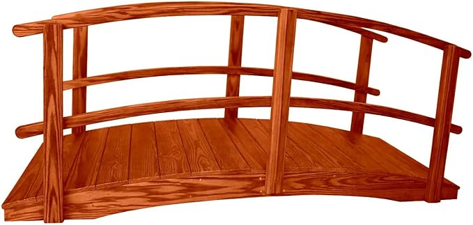 8 FT Cedar Amish Made Garden Bridge with Double Rails for Walkway, Backyard Pond & Landscaping, Outdoor Wooden Footbridge for Koi Pond, Japanese Style Decorative Bridge, Made in USA