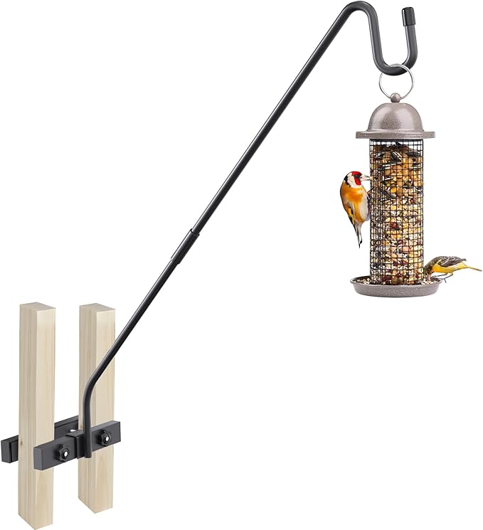 Deck Railing Plant Hanger Outdoor-Deck Hook Railing Mount，Metal Bird Feeder Hanger for Deck Railing,Fence Shepherds Hooks Pole Bracket for Hanging Hummingbird Feeder,Planter,Flower Baskets