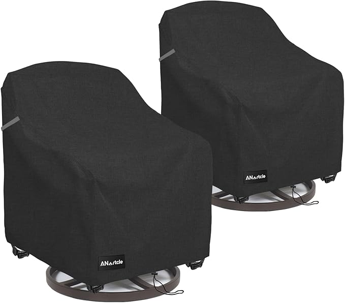 Outdoor Swivel Rocking Chair Cover 2-Pack,100% Waterproof Heavy Duty Outdoor Chair Covers,Rocking Chair Covers for Outdoor Furniture (27.5 W x 32.5 D x 39 H inches)Black.