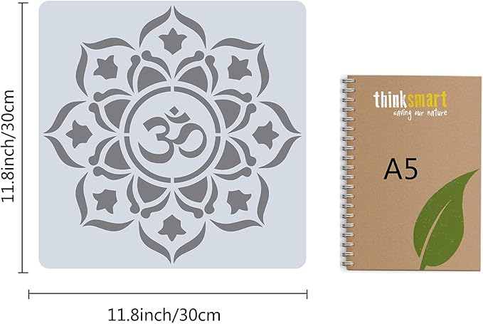 GORGECRAFT Chakra Mandala Stencil Reusable Flower Template Large 11.8x11.8 Inch DIY Home Signs Decor for Painting on Wood Scrapbook Card Wall Floor Drawing