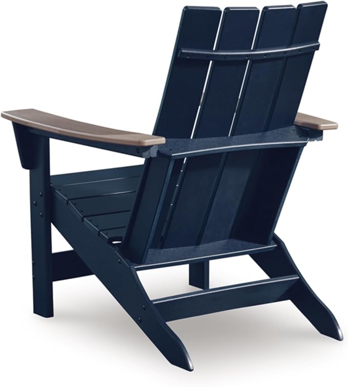 Signature Design by Ashley Mabry Shores Coastal MEGA-TUFF™ HDPE Weather Resistant Outdoor Adirondack Chair with Slat Back, Blue & Beige