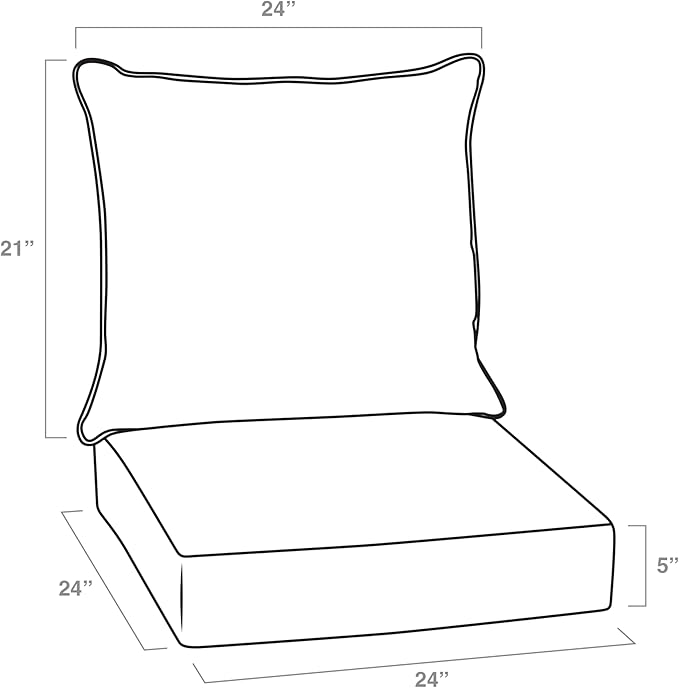 Arden Outdoor Foam Deep Seat Cushion Set, 24 in x 24 in, Weather-Proof, Rain-Proof, Fade Resistant Patio Cushion, Bottom and Back Cushion for Chair, Sofa, and Couch Blue Garden Floral