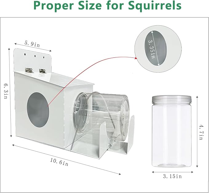 Squirrel Feeder,Metal Squirrel Feeders for Outside,Sturdy Squirrel House with Plastic Removable Nut Peanuts Storage Bottle,Weather-Proof Squirrel Feeders for Outdoors Easy to Fill and Clean
