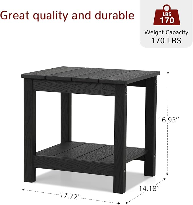 Stoog 3-Piece Oversized Rocking Chairs Set of 2 with Table, Outdoor Rocking Chair with 400 lbs Weight Capacity, All-Weather Porch Rocker for Backyard, Lawn, Patio, Garden and Indoor, Black