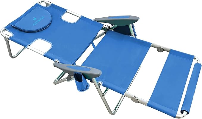 Ostrich Deltess 3 in 1 Portable Chair with Cooler Bag and Reclining Lounger for Tanning, Camping, Beach, and Outdoor Essential, Royal Blue