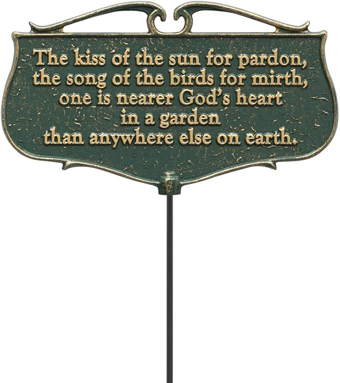 Whitehall Products "The Kiss of The Sun..." Garden Poem Sign, Green/Gold, Aluminum