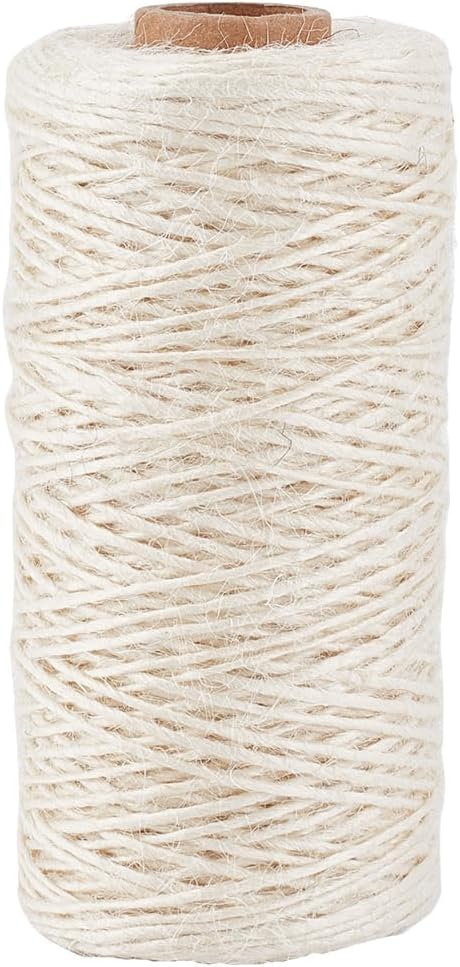 328 Feet/100M 1mm Hemp Cord Thin Twine String White Jute Rope Craft Beading Cord for Jewelry Making Braiding Gift Wrapping Art Decoration Gardening Climbing Plant Packing Bundling DIY Crafts