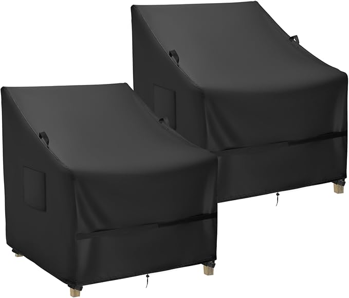 Outdoor Patio Adirondack Chair Covers 2 Pack, Waterproof Heavy Duty Lawn Chairs Cover for Outdoor Furniture, Patio Rocking Swivel Chair Covers, 25" L x 24" W x 32" H